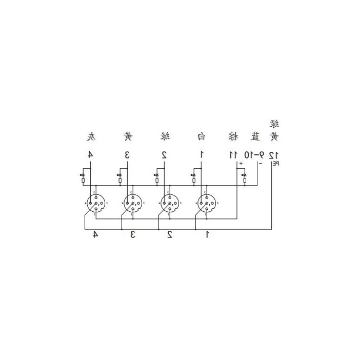 M12分线盒、单通道、PNP、4端口分体式、带LED、M23集成接口基座、24P4CT